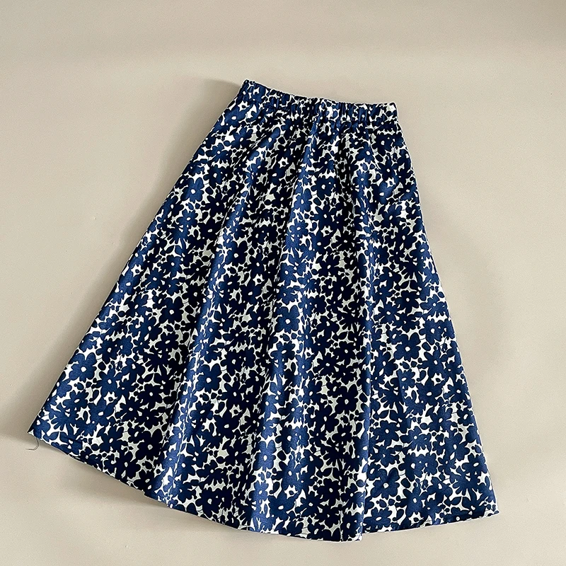 

Wedbleser Simple Pure Floral Elastic Waist Skirt Women Summer 2025 New High Waisted Stylish A-line Skirts Anti Light Leakage