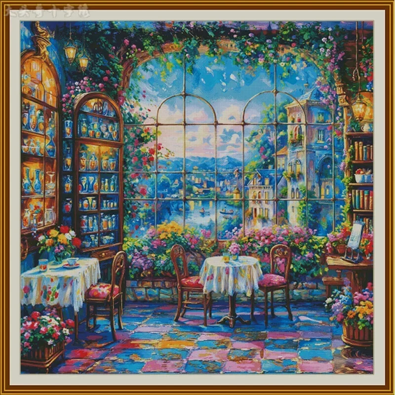Stamped Cross Stitch Kit 14CT 16CT Pre Printed Canvas Cotton Thread Embroidery Needlework Wall Decor[ZZ6309-Romantic Encounter]