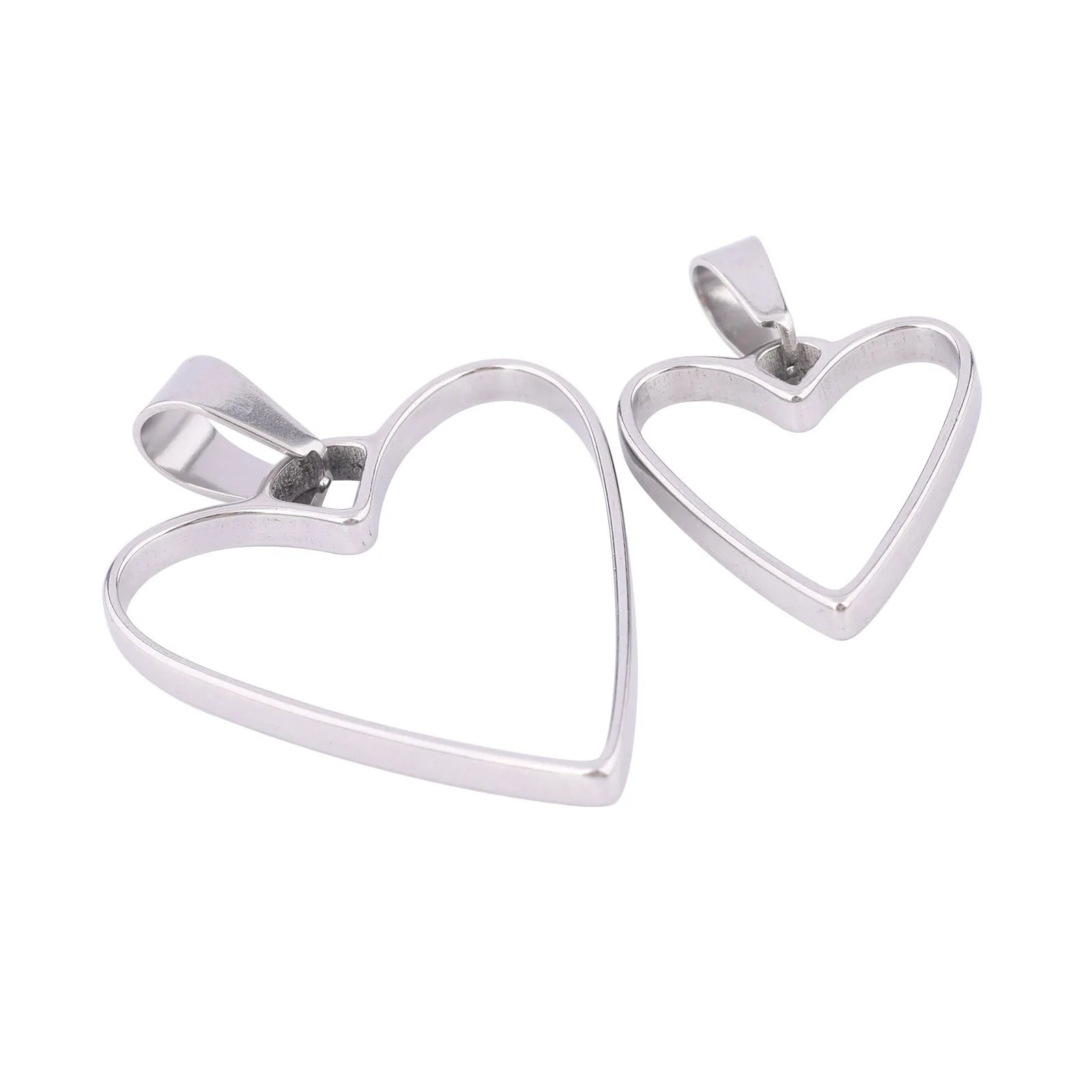 

10pcs Stainless Steel 3.0mm Thick Heart Open Bezel Charms Diy Hollow Pendant Frame Blanks For Resin Jewelry Making