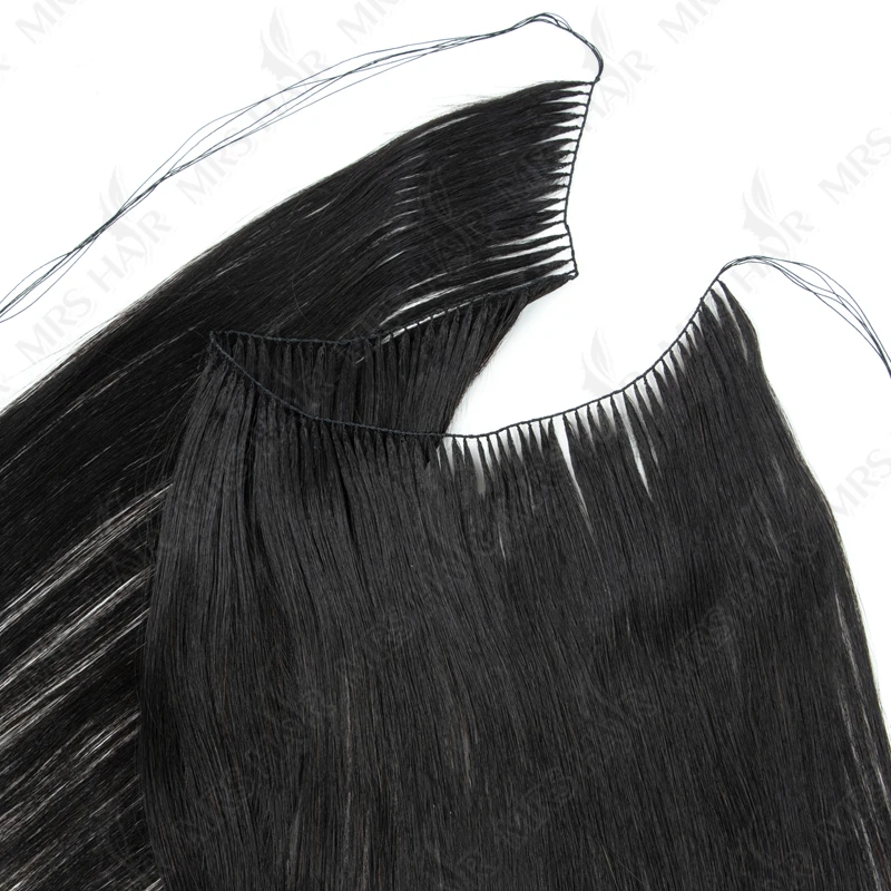 ريشة الشعر حزم ملحقات الشعر البشري الطبيعي غير ريمي غير مرئية مايكرو حلقة 40 سنتيمتر لحمة 100 السواحل ريشة الشعر التمديد #2