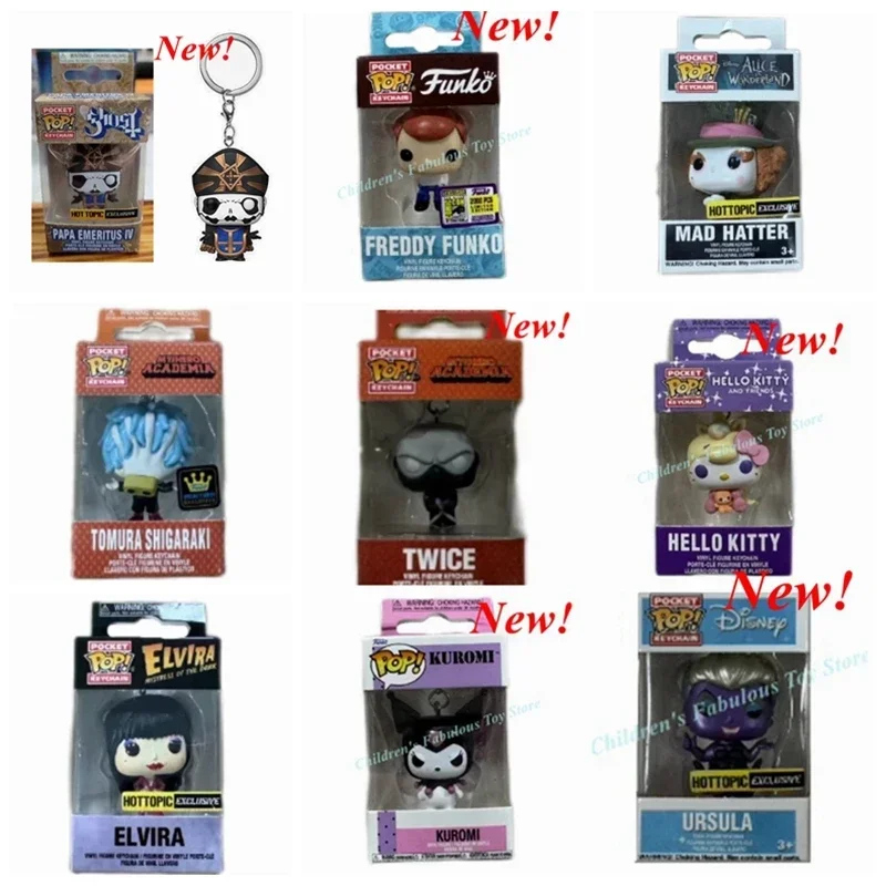 New FUNKO Pocket Keychain Twice Kitty Kuromi Ursula Alien ED&Ein Pa Pa IV PVC Action Figure Collection Model Toys for Gifts