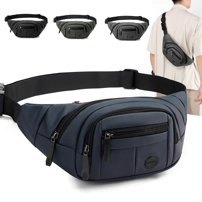 Multi Functional Men's Chest Bag Multiple Pockets Shoulder Bag Exercise Waist Bag Suitable for Business Commuting Sports