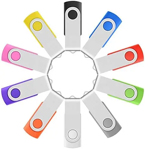 

Набор из 10 разноцветных USB-флеш-накопителей на 16 ГБ с поворотным механизмом для удобного хранения и обмена данными