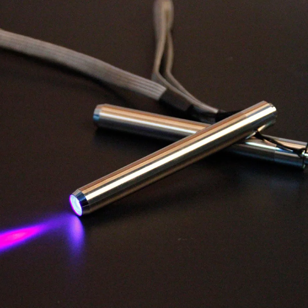 

2 Pcs Detection Pen Testing Flashlight UV Make up Fluorescent Lamp Stainless Steel Portable Mask Travel
