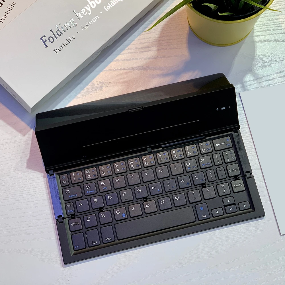 

Foldable Wireless Keyboard Aluminium Alloy Small Keyboard Lightweight Dustproof Bluetooth-compatible for IOS Windows Android