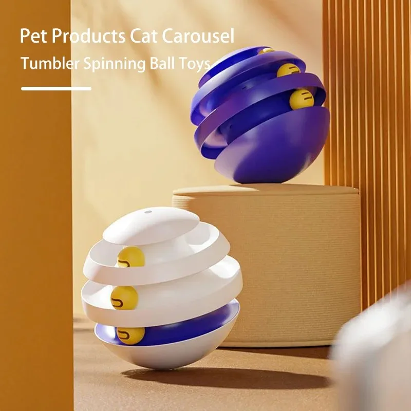 Tumbler Toy For Cat Pet Turntable Toy  Interactive Toys Cat Spin Ball Teasing Cat Stick High Quality Resistance To Throwing Toy