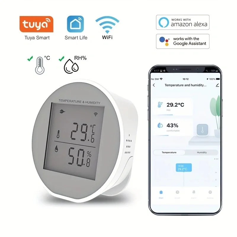 Tuya Smart Home WIFI Temperature and Humidity Sensor App Remote Display Sensor