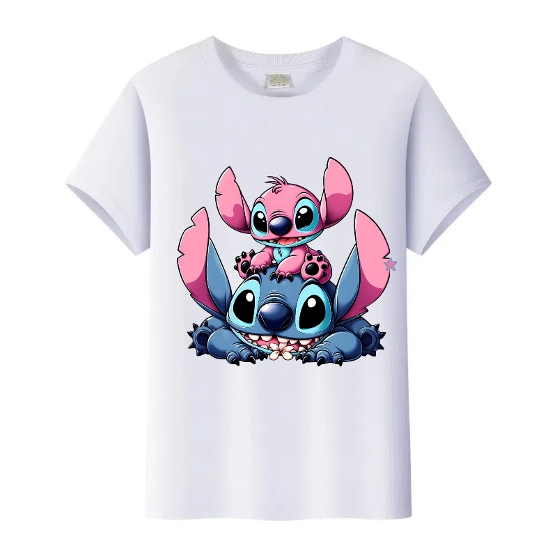 

Kawaii Disney Cartoon Stitch Print Woman Tops Harajuku Girl Tshirt Men Blouses Children Tees 90S Family T-Shirt Boy Shirt Gothic