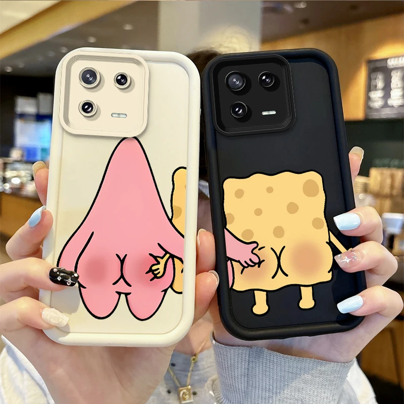 

Funny S-SpongeBob Pinch Butt Phone Case For XiaoMi 14 13 12 11T Pro 13 12 11 Lite Poco F6 F5 X5 X3 Pro Washable Shockproof Cover