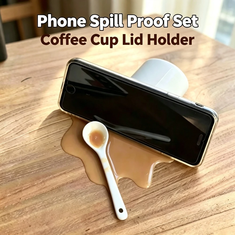 Creative Spilled Coffee Phone Holder Funny Desktop Decoration Novelty Stand Quirky Desk Toy Interesting Gift for Home Office