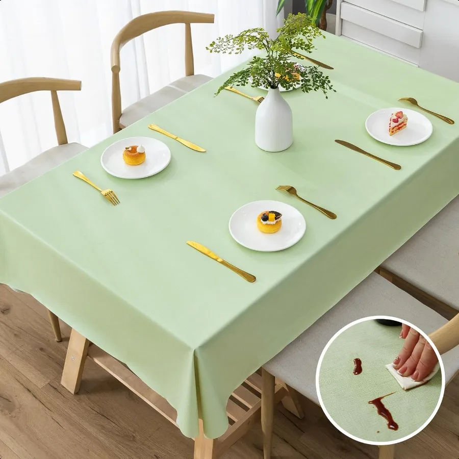 

Rec Table Cloth100 Waterproof Tablecloth Oil Proof Sof Vinyl Table Cloth Wipe Clean Plastic Table Cover for Dining Camping Indo