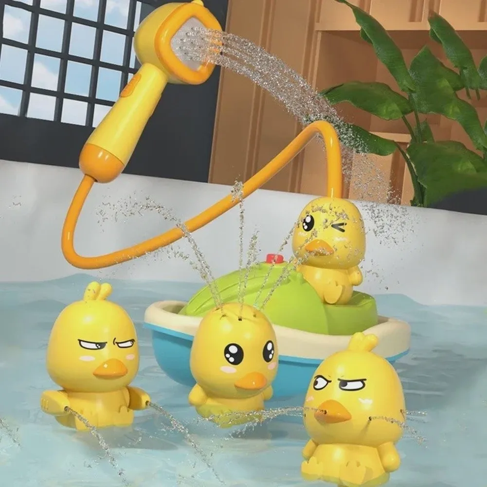 2026 Cute Yellow Duck= Shower Head= For Kids= Fun Water Spray Bath Toy Bathroom Faucet Attachment Safe Plastic Children Play