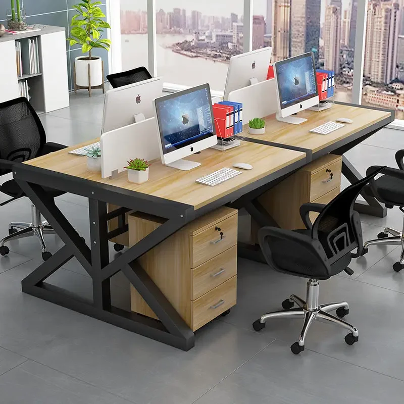 Staff Desk Staff Computer Desk and Chair Simple Modern Office Furniture 2/6 Quad 4 Screen
