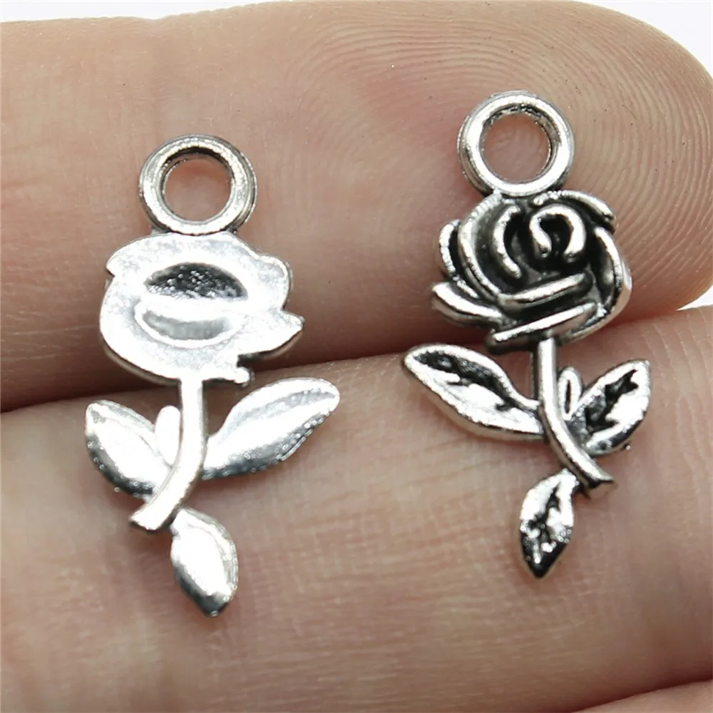 WYSIWYG 20pcs 21mm Charm Pendants Flower Rose Flower Rose Pendant Rose Flower Pendants For Jewelry Making 5 Colors