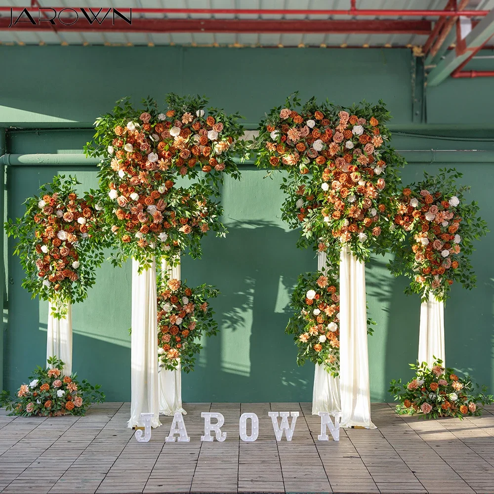 

Wedding Backdrop Deoration Greenery Style Artificial Caramel Color Rose Dahlia Flower Arrangement for Event Stage Decor Props