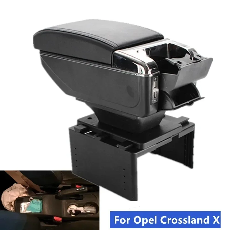 

NEW For Opel Crossland Armrest box For Opel Crossland X Car Armrest Central Storage Retrofit with USB Charging Car accessories