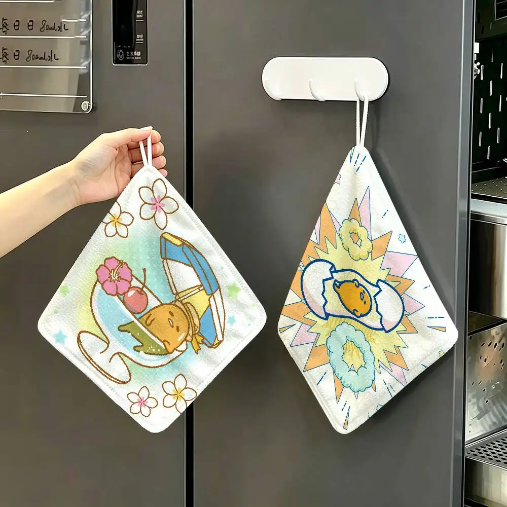 Serviette suspendue en coton polyester épaissi G-Gudetama L-Lazy Egg, serviette absorbante pour essuyer les mains, pour usage intérieur