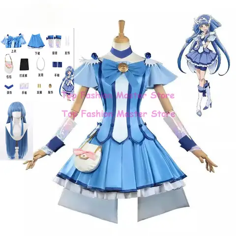 Cure Beauty Cosplay Anime Smile Glitter Breeze Cure Costume Dress Wig Set Halloween Paerty Play Outfit for WOman Girl