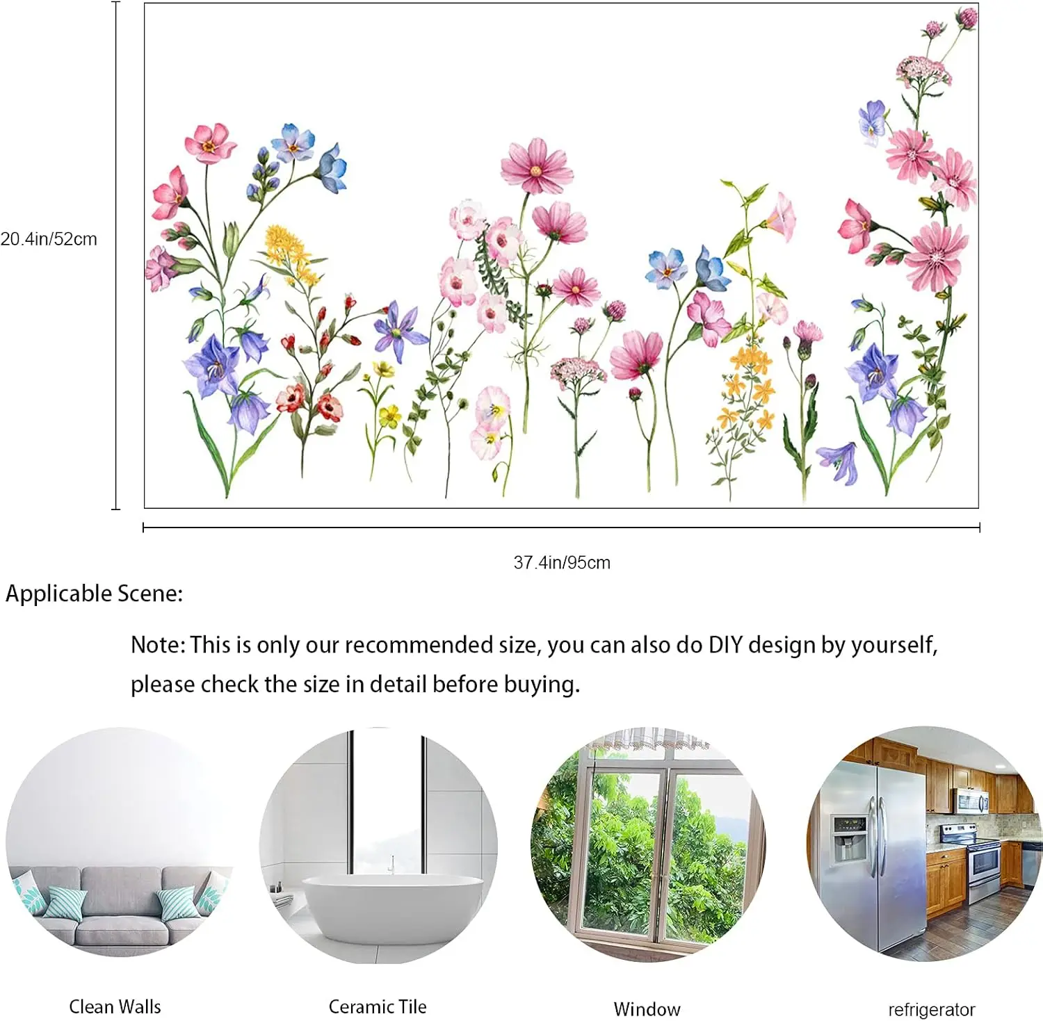 

Artificial Flowers Vines Wall Decals, Removable Faux Green Plants Leaves Peel and Stick Wall Stickers, Elegant Fake Floral Art M