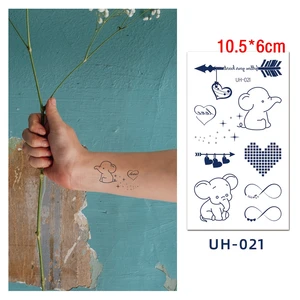 Juice Tatto Sticker Ins Thailand Elephant Body Art Ink Blue Arrow Feather Note Waterproof Temporary Fake Tattoo for Men Women