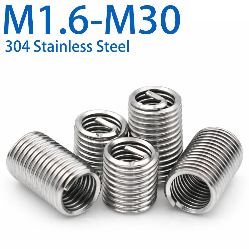 304 Stainless Steel Inserts Internal External Thread Repair Sleeve Helical Coil Threads Wire Protector M1.6 M2 M2.5 M3 M4 M5-M30