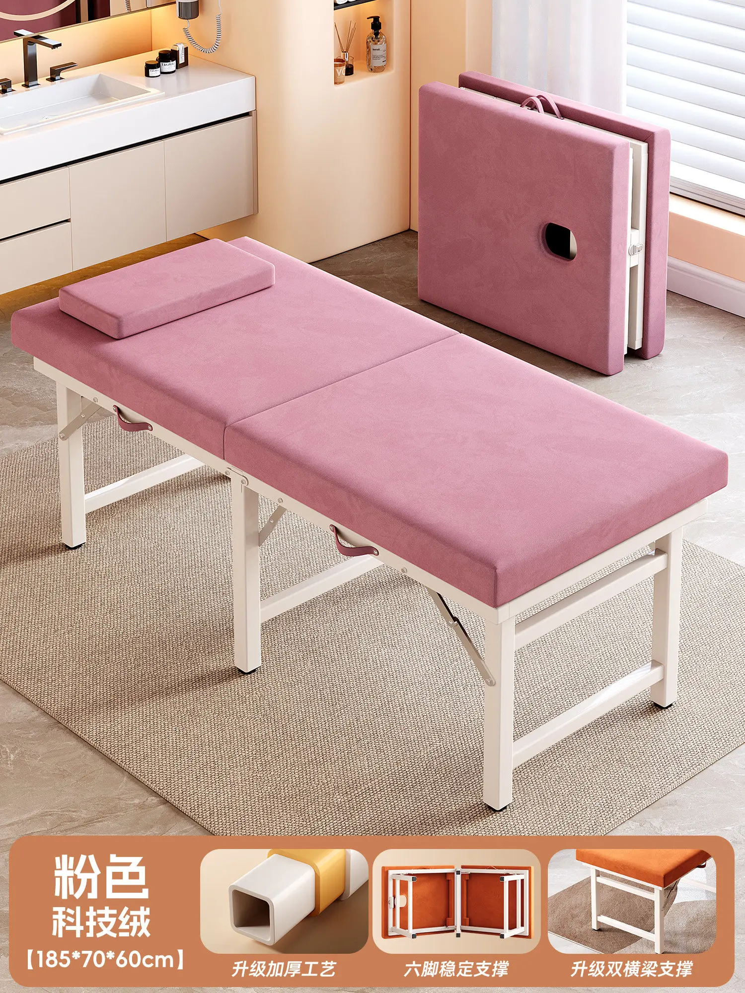 Klassieke veelzijdige massagetafel, eenvoudig, trendy, luxe massagetafel, uniek design, Camilla Para Lashista salonmeubilair