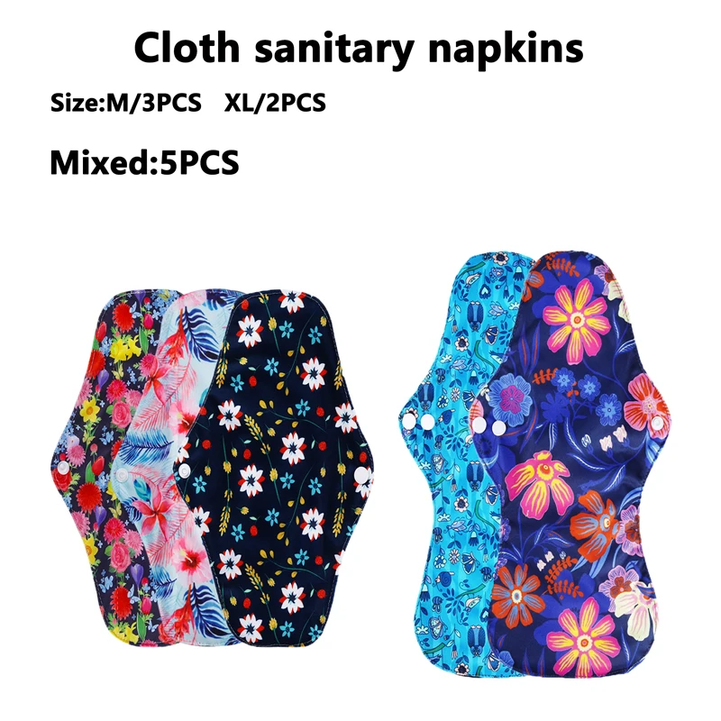 

5Pc Menstrual Period Absorbent Menstrual Panties Washable Cloth Sanitary Pad Reusable Organic Bamboo Charcoal Cloth Sanitary pad