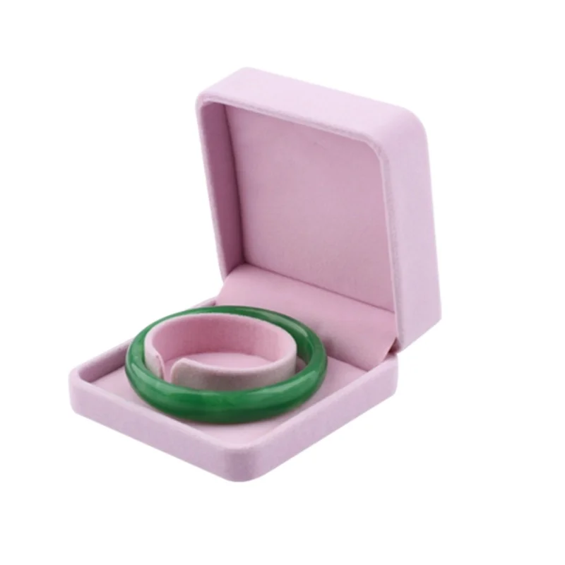 Cute Velvet Ring Box Classical Ring Bearer Case Pink Jewelry Gift Box for Engagement Proposal Wedding - view 4