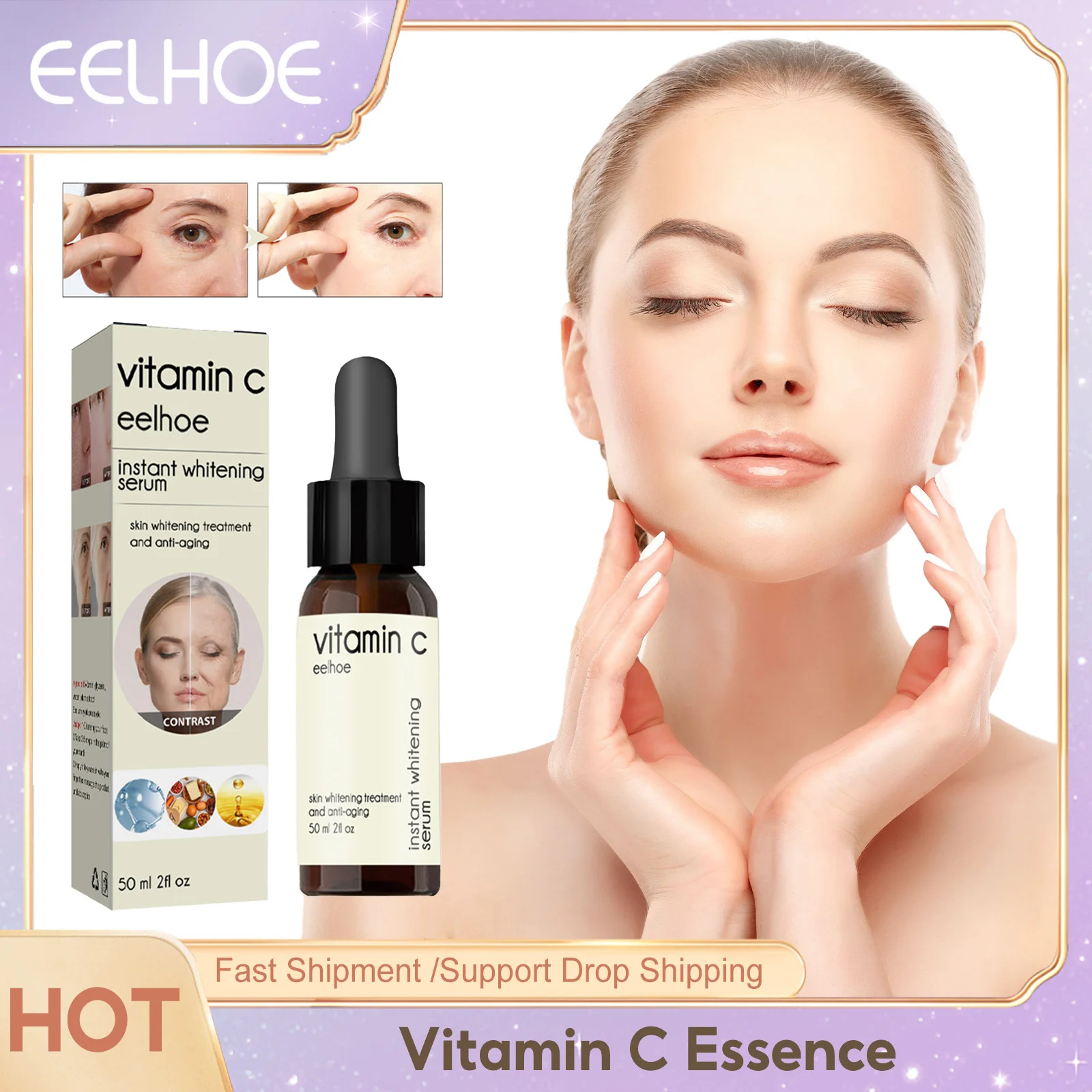 Sérum anti-âge à la vitamine C Niacinamide, blanchissant, hydratant en profondeur, améliore titut de la peau, essence d'élimination des déformations