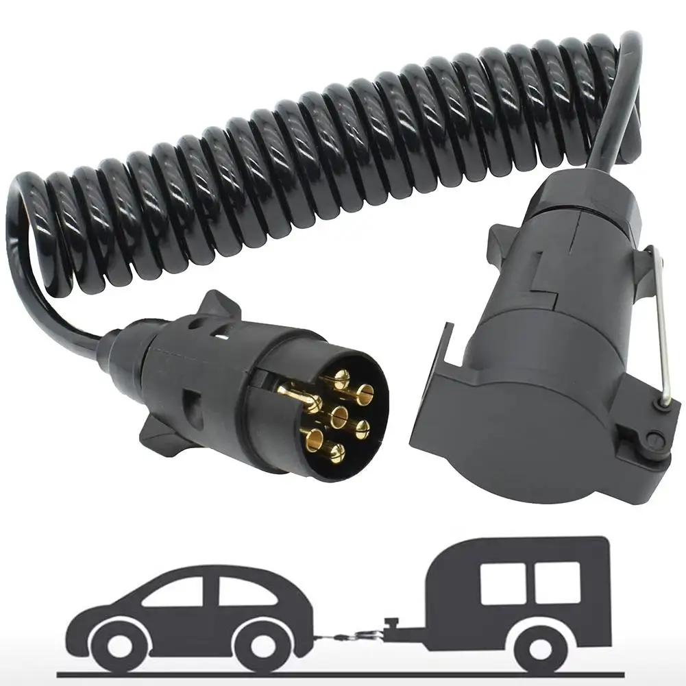 7-pin Trailer Truck Light Panel Extension Cable Tpu Trailer Plug Connection Male Bus Trailer Spring Socket Adapter Wire Wir T1b9