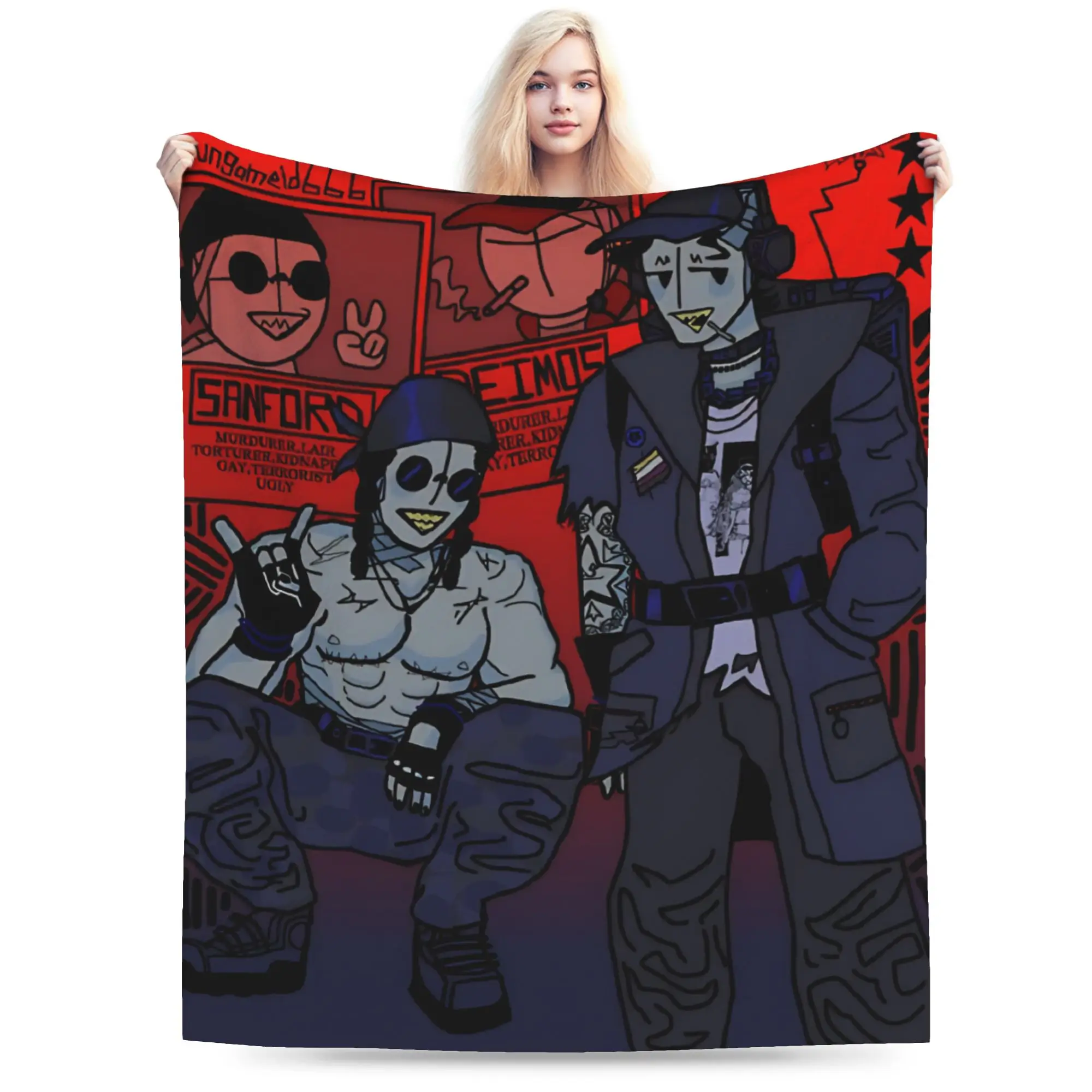 Relax Madness Combat Sketch Action Blanket Accessories Bed Decorative  Throw Blankets Warm Fleece for Outdoor