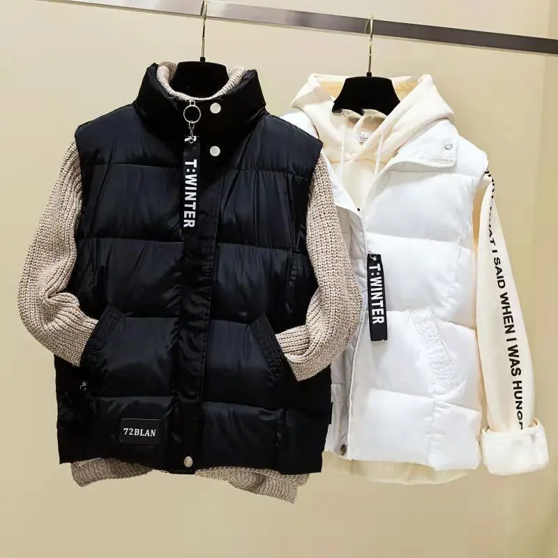 Women Sleeveless Short Vests Autumn Winter Female Warm Cotton Padded Jacket Ladies Simple  Windproof Waistcoat A155