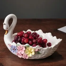 Swan Fruit Tray Creative Living Room Table Candy Storage Swan Ashtray Dry Fruit Box Wedding Gift Ceramic European Swan Ornaments