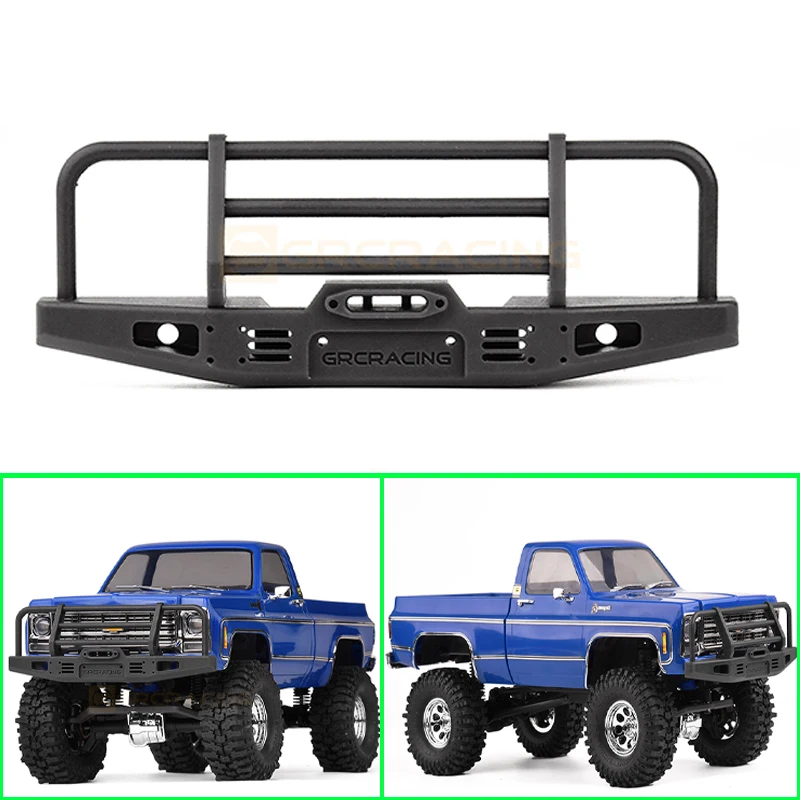 1 Pcs Simulation Black Front Bumper Frame Modification Car Shell Accessories for 1/18 RC Crawler TRX4-M Chevrolet K10 Parts Toys