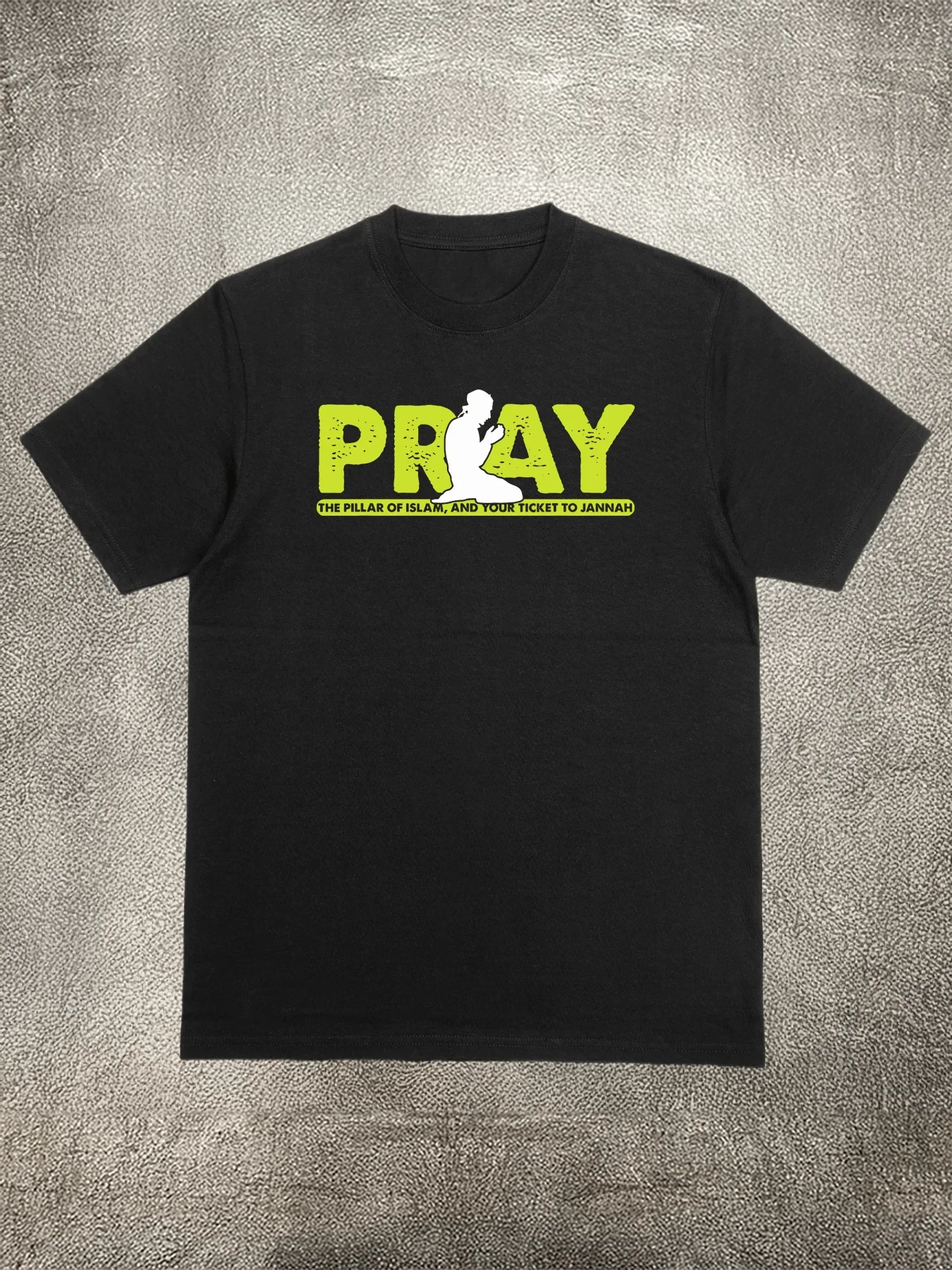 

Islamic Prayer Theme Black Cotton 200g Men's T - Shirt, Soft and Comfortable, Ideal for Daily Summer Wear