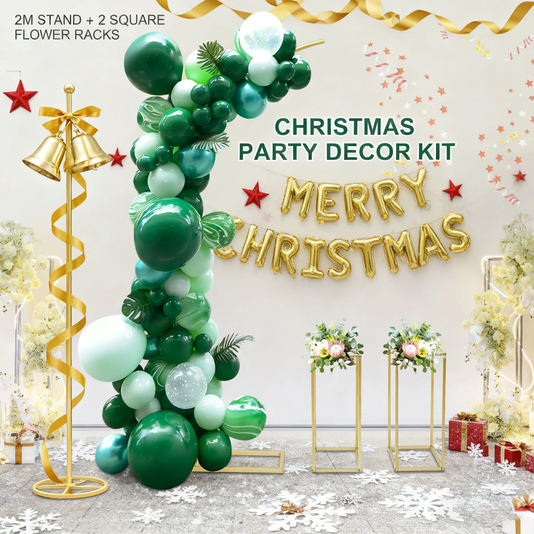 

Metal Wedding Arch Background Stand, Half Arch Balloon Stand and 2 Rectangle Flower Frame Balloon Arch Frame Set For Christmas