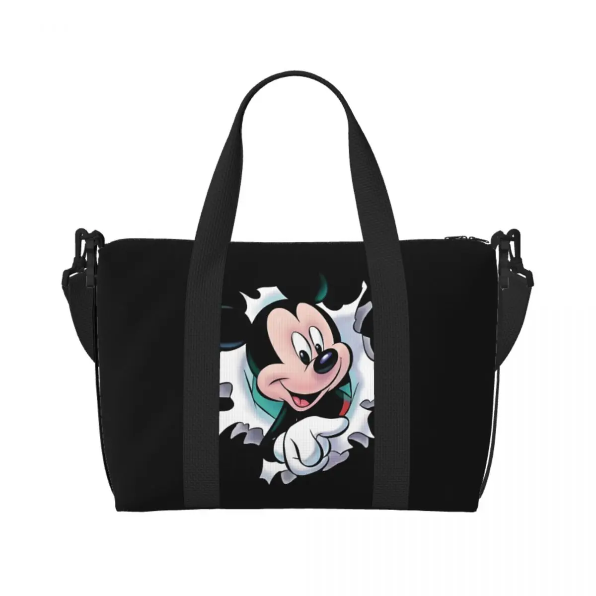 

Custom Mickey Mouse Cartoon Tote Bag for Women Large Capacity Beach Gym Travel Bags