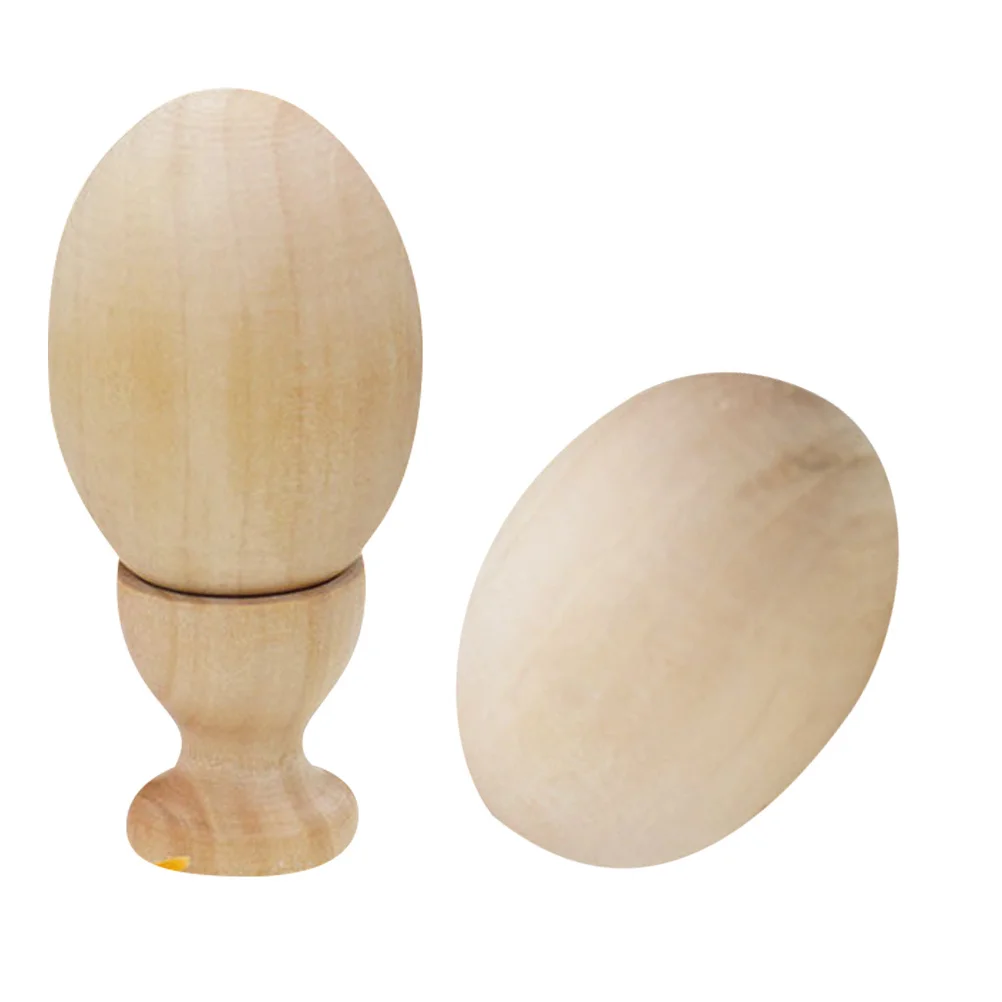 ชุดงานฝีมือไข่ไม้ DIY 2 ชุด ไข่ไม้ยังไม่เสร็จ สำหรับระบายสีด้วยมือ สำหรับเด็ก กิจกรรมศิลปะเพื่อการศึกษา งานฝีมือไม้เปล่า