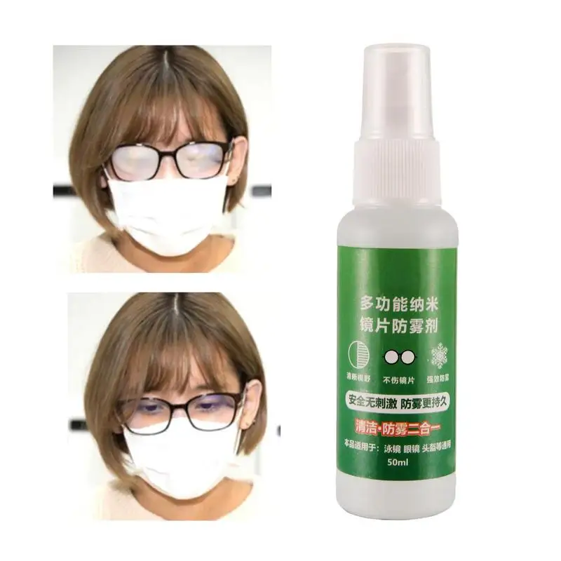 Anti Fog Spray For Glasses 50ml Anti-Fog Agent Glass Cleaner Lens Cleaner Clear Sight Long Lasting Defogger Spray For Camera