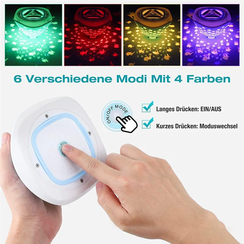 AK25-Unterwasser Disco Licht Fisch Muster Brunnen Projektor Licht Farbe Batterie Betrieben Für Disco Pool Party Pool Lichter