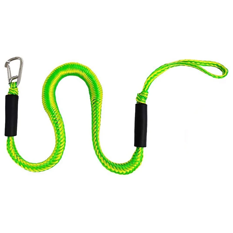 4Pack 4Ft Boat Bungee Dock Line with Hook Mooring Rope Boat Accessories for Boats Pontoon Kayak,Green