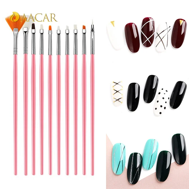 15 pezzi set di pennelli per penna per nail art strisce multifunzionali per intaglio pittura su gel UV kit di strumenti per manicure da disegno fai da te