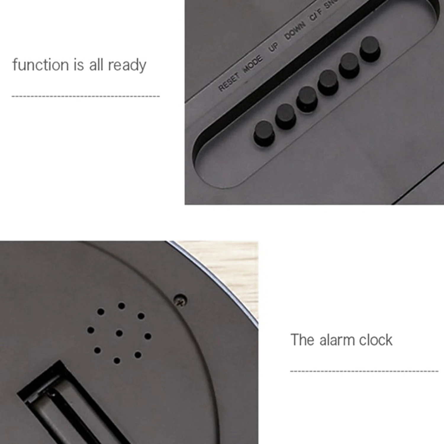 عرض درجة الحرارة الرقمية الجدار ساعة إلكترونية LCD الحديثة التقويم LED قوس ساعة كتم ديكور غرفة مكتب المنزل الأسود ST