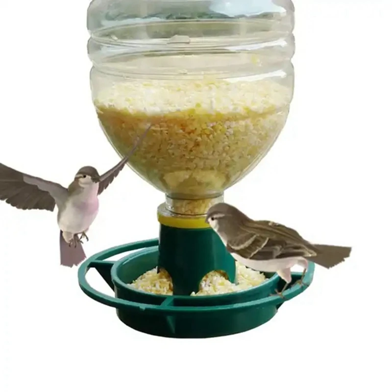 Outdoor Bird Feeder Automatic Hanging Plastic Feed Bowl For Parrot Pigeon Pet Indoor Bottle Mouth Docking Easy To Use 2PCS