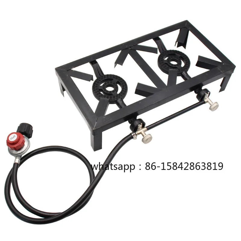 Hochleistungs-8000W Tragbarer Outdoor-Gaskocher mit Doppelbrennern und Einstellbarem Reglerschlauch für Propan-Camping und BBQ