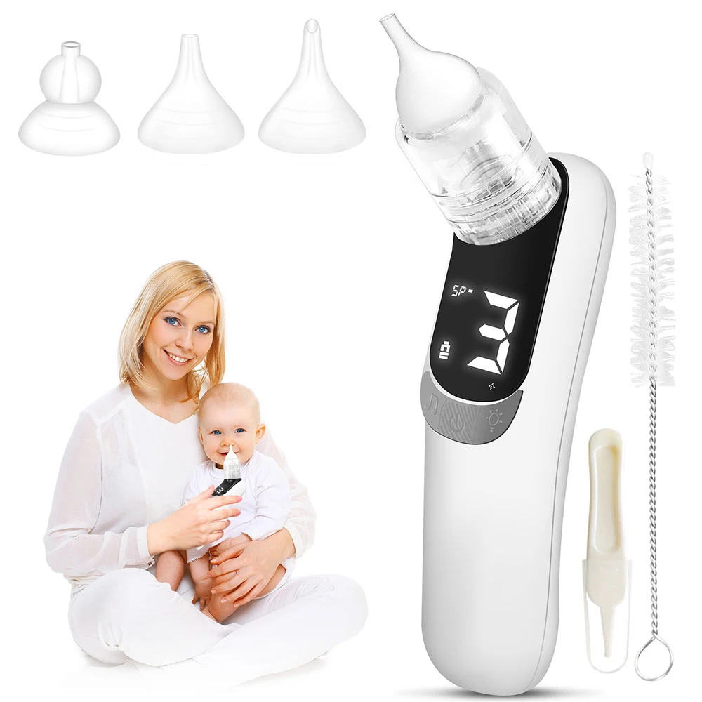 Aspirador Nasal Eléctrico Digital para Niños, Dispositivo de Succión Nasal con Música Colorida, Anti-reflujo, Desobstruye las Vías Nasales para Niños