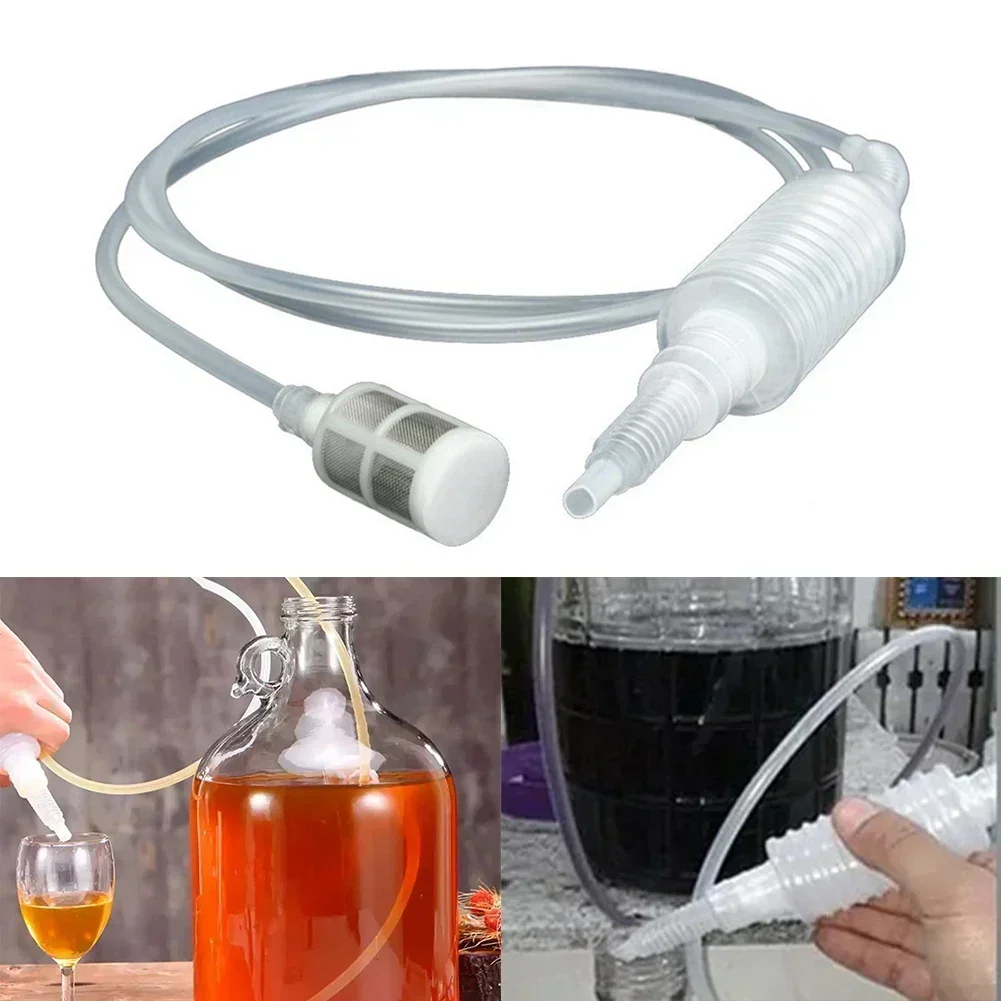 Food Safe Silicone Siphon Pipe Manual Water Changer Includes Hand Pump & Filter 2 Meters Length Simple Liquid Transfer Assistant