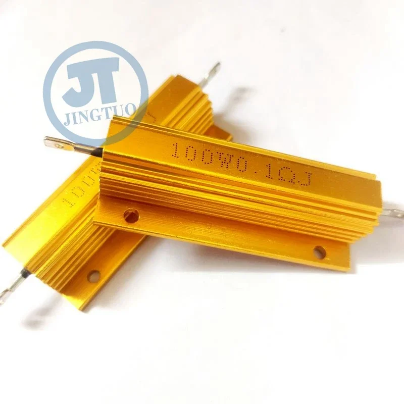 Gold Aluminum Shell Resistor RX24 100W 0.1/0.2/0.5/3/4/6/8/10/12/20/50/100/200/500R 1K 4.7K 10K 15K Ohm 100Watts