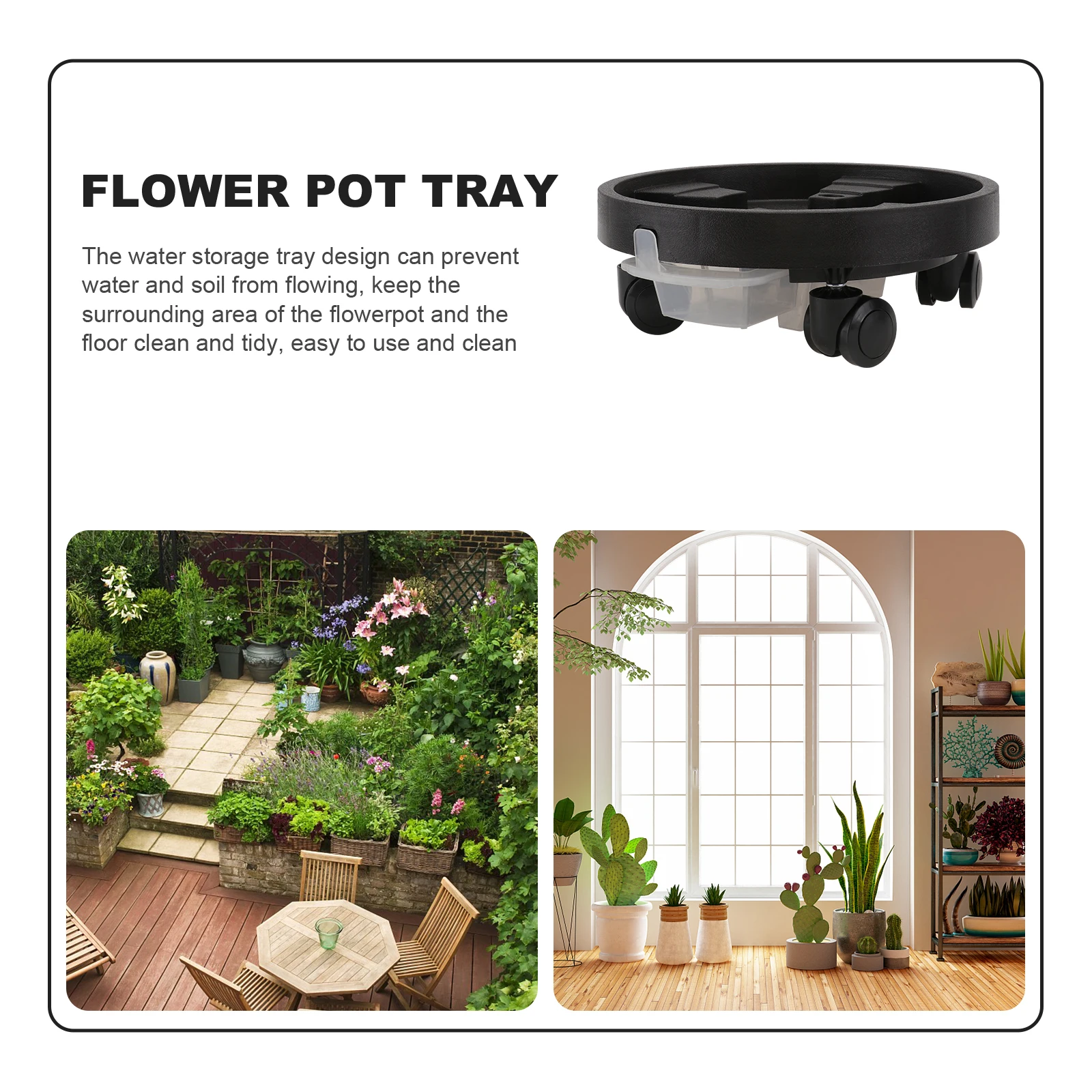 

Wheel Pallet Water Flower Pot Roller Bases Planter Trays for Pots Drainage Rolling Round
