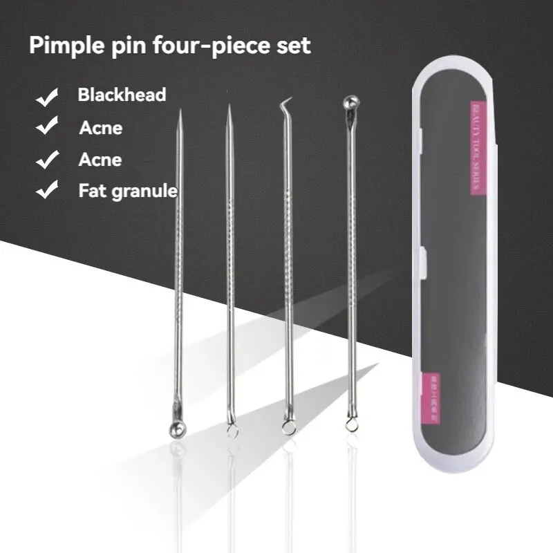 Stainless Steel Beauty Needle Acne Needle Dual-purpose Acne Remover Acne Removing Acne Beauty Tools Pimple Pin 4 PCs Set